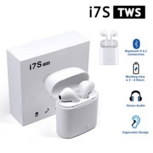 I7S airpods Bluetooth Wireless Earbuds - i7S Double Wireless Bluetooth Hand Free with Power Stereo Earphones White bluetooth ear phone for all cell phones use