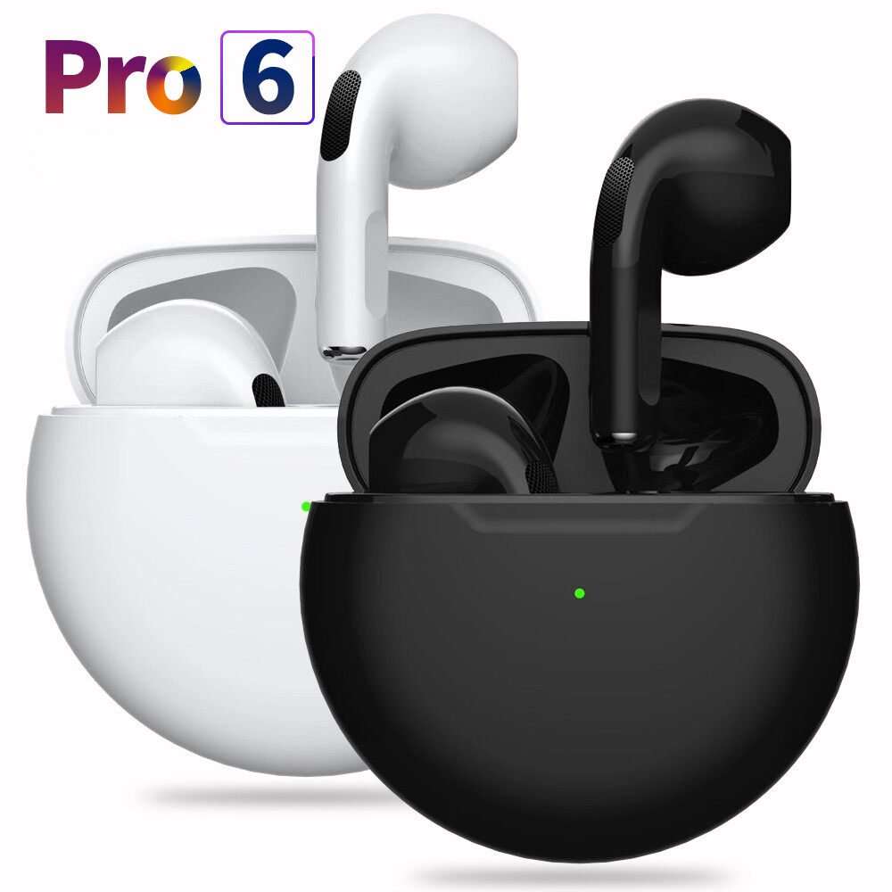 AirPods Pro 6 Hi-Fi Wireless Airbuds 5.0 Bluetooth Earphone Slim small size with Charging Case White