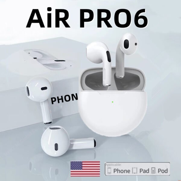 AirPods Pro 6 Hi-Fi Wireless Airbuds 5.0 Bluetooth Earphone Slim small size with Charging Case White - Image 2
