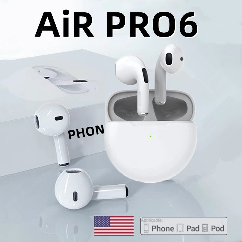 AirPods Pro 6 Hi-Fi Wireless Airbuds 5.0 Bluetooth Earphone Slim small size with Charging Case White - Image 2